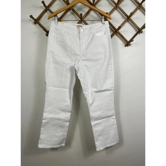L'AGENCE Nadia High Rise Crop Straight Jean in Blanc Size 31